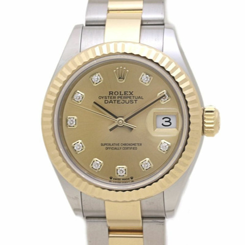 Rolex Datejust 28 鑲10顆鑽石，279173G，女士腕錶，18K黃金和不鏽鋼材質，40209