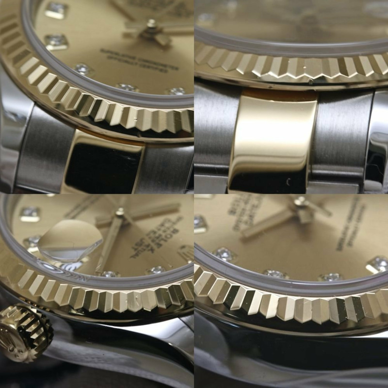 Rolex Datejust 28 鑲10顆鑽石，279173G，女士腕錶，18K黃金和不鏽鋼材質，40209-7