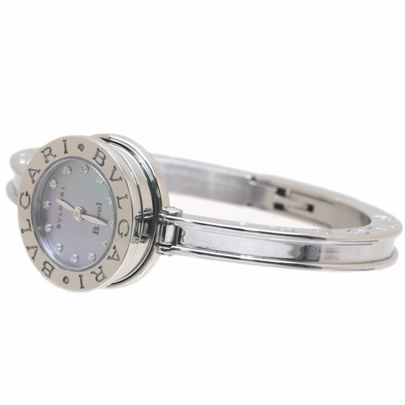 寶格麗 B.zero1 BZ22BSS 12 BZ22S 101079 女士鑲鑽腕錶，小號，不鏽鋼，40215-2