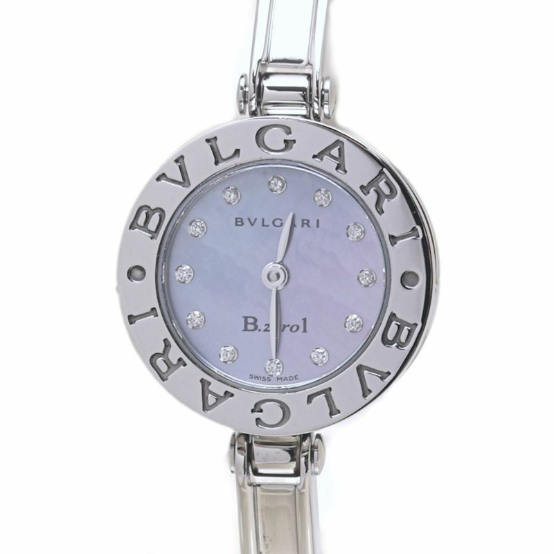 寶格麗 B.zero1 BZ22BSS 12 BZ22S 101079 女士鑲鑽腕錶，小號，不鏽鋼，40215-9