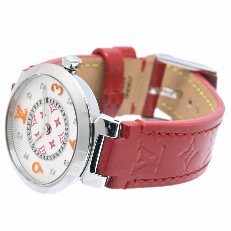 路易威登 Tambour PM QA146Z Monogram 紫紅色和橙色鑲鑽限量版女士腕錶 40216-1