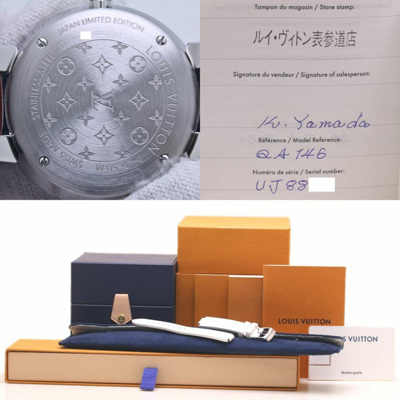 路易威登 Tambour PM QA146Z Monogram 紫紅色和橙色鑲鑽限量版女士腕錶 40216-8