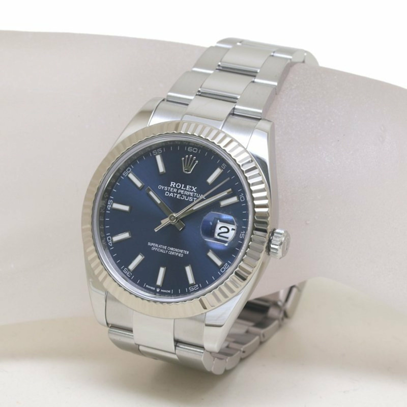 Rolex Datejust 41 亮藍色 126334 男士腕錶 18K 白金及不鏽鋼 40208-1