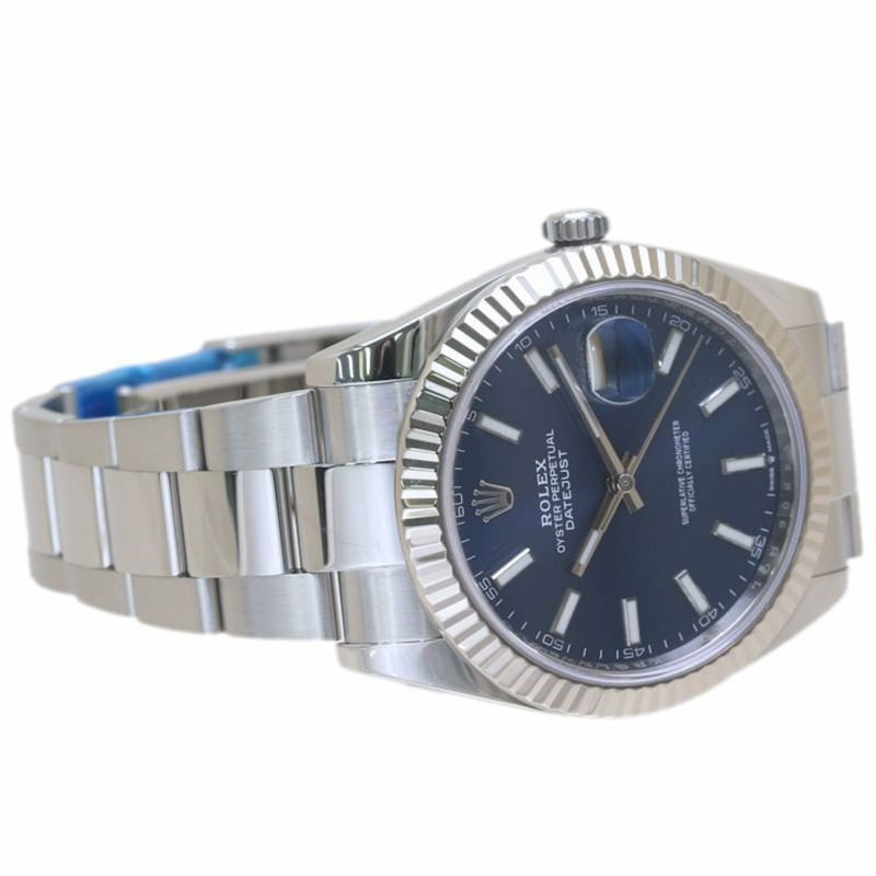 Rolex Datejust 41 亮藍色 126334 男士腕錶 18K 白金及不鏽鋼 40208-3