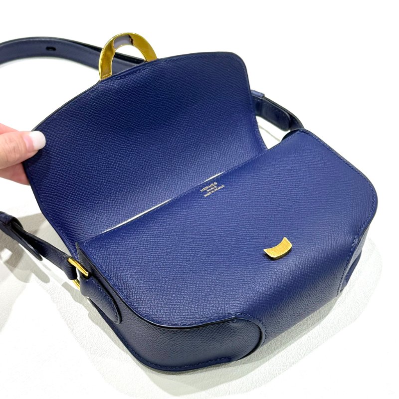 HERMES - 73藍Epsom mini Cherche Midi豬鼻斜背包-13