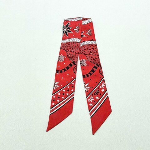 HERMES - 紅色 Twilly, "Les Léopards"