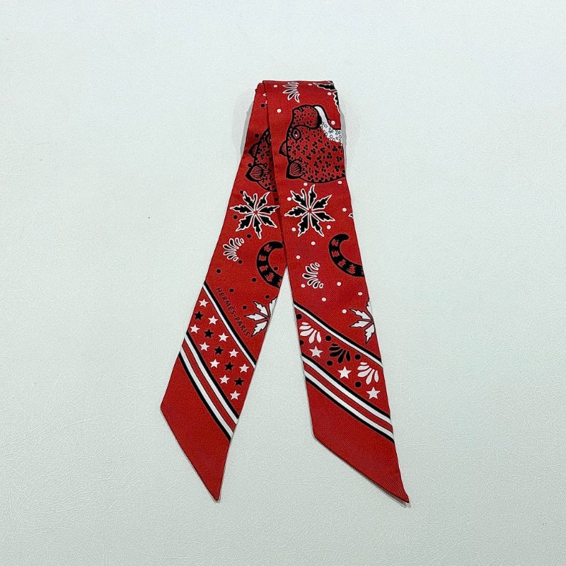 HERMES - 紅色 Twilly, "Les Léopards"-1
