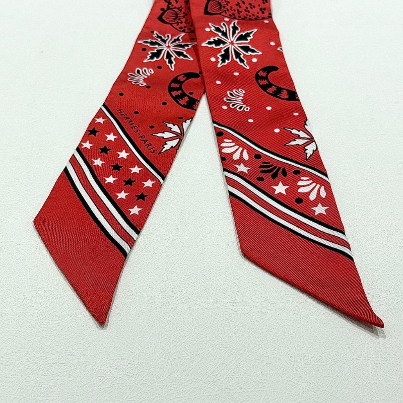 HERMES - 紅色 Twilly, "Les Léopards"-2