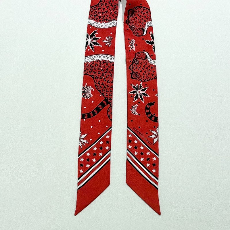 HERMES - 紅色 Twilly, "Les Léopards"-4