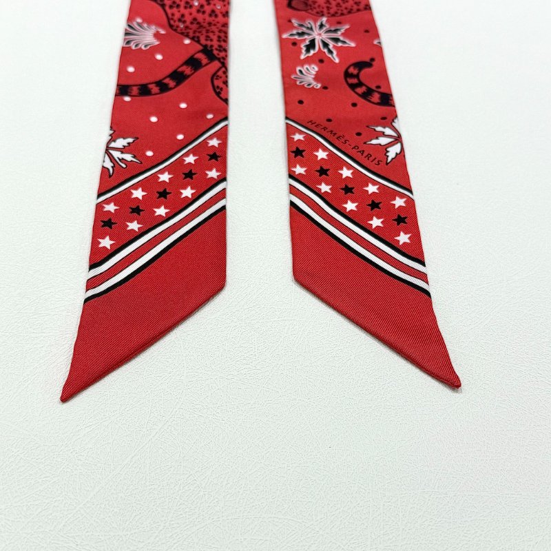HERMES - 紅色 Twilly, "Les Léopards"-5