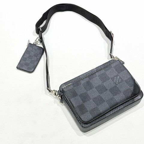 Louis Vuitton - 黑灰色棋盤格三合一郵差包