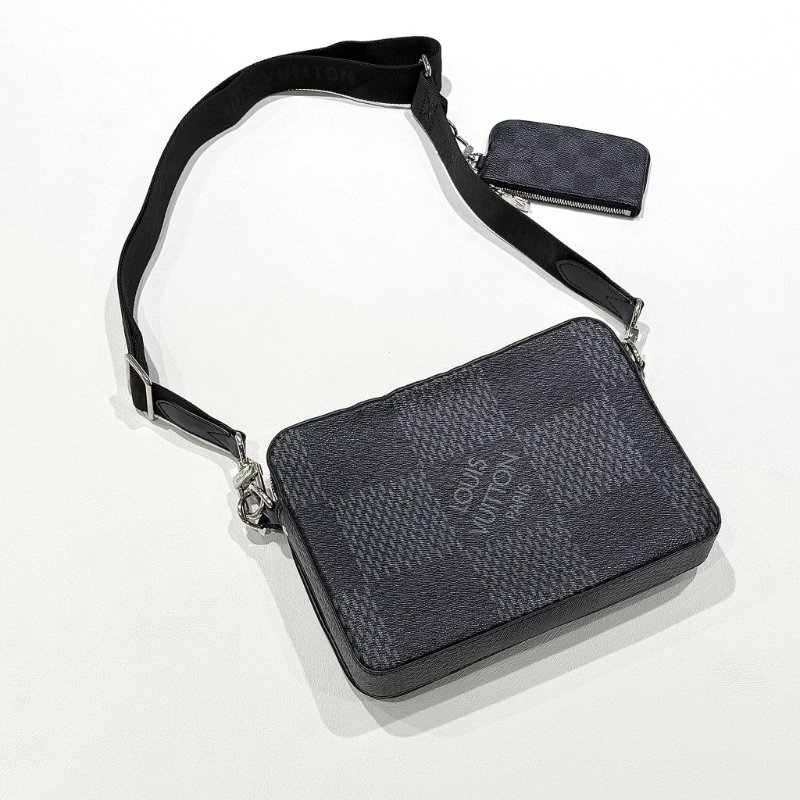 Louis Vuitton - 黑灰色棋盤格三合一郵差包-1