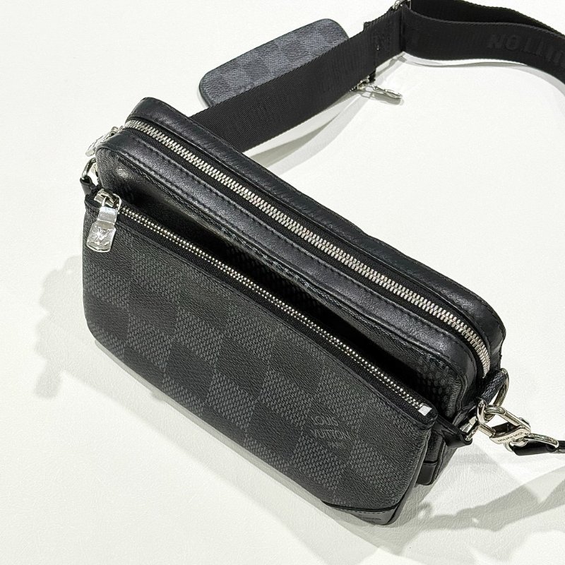 Louis Vuitton - 黑灰色棋盤格三合一郵差包-2