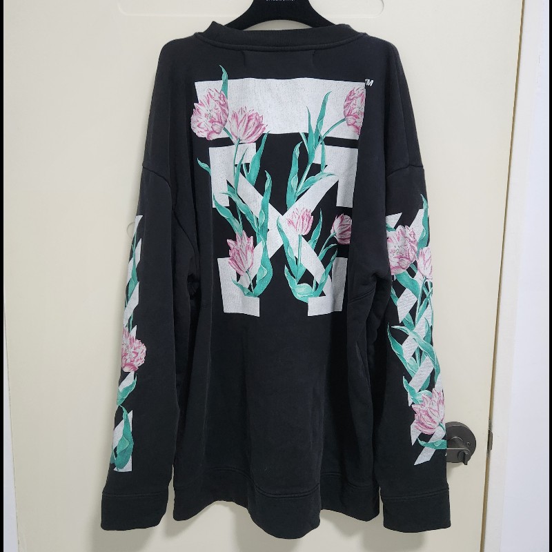 Off-White 荊棘玫瑰花長袖大學T-1