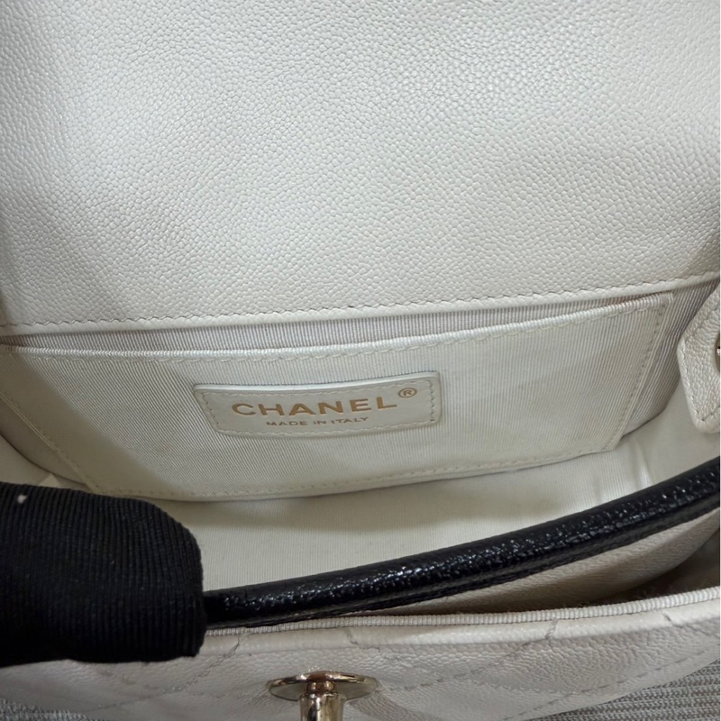 香奈兒CHANEL 2021s荔枝牛皮黑白熊貓色 馬鞍包 郵差包-19