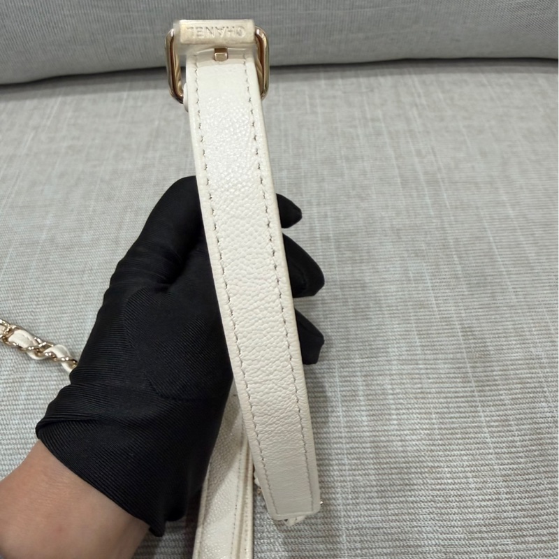 香奈兒CHANEL 2021s荔枝牛皮黑白熊貓色 馬鞍包 郵差包-28