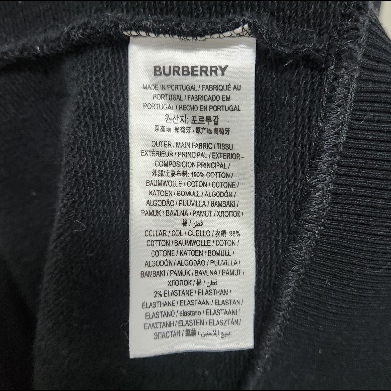 BURBERRY 植物圖片黑色長袖帽T-4
