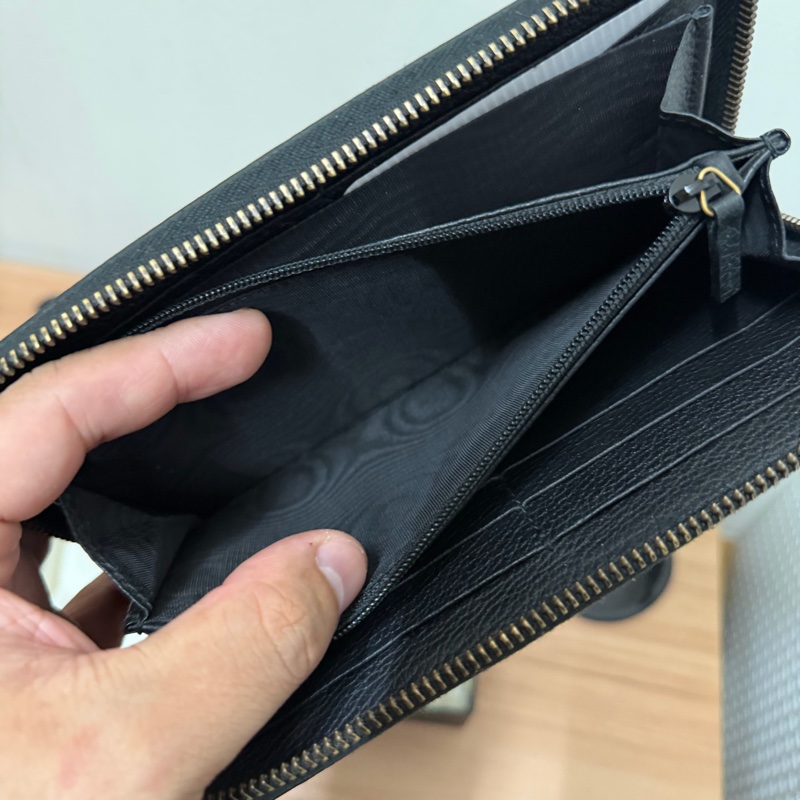 Gucci 綠紅綠織帶標誌拉鍊長夾-黑-7