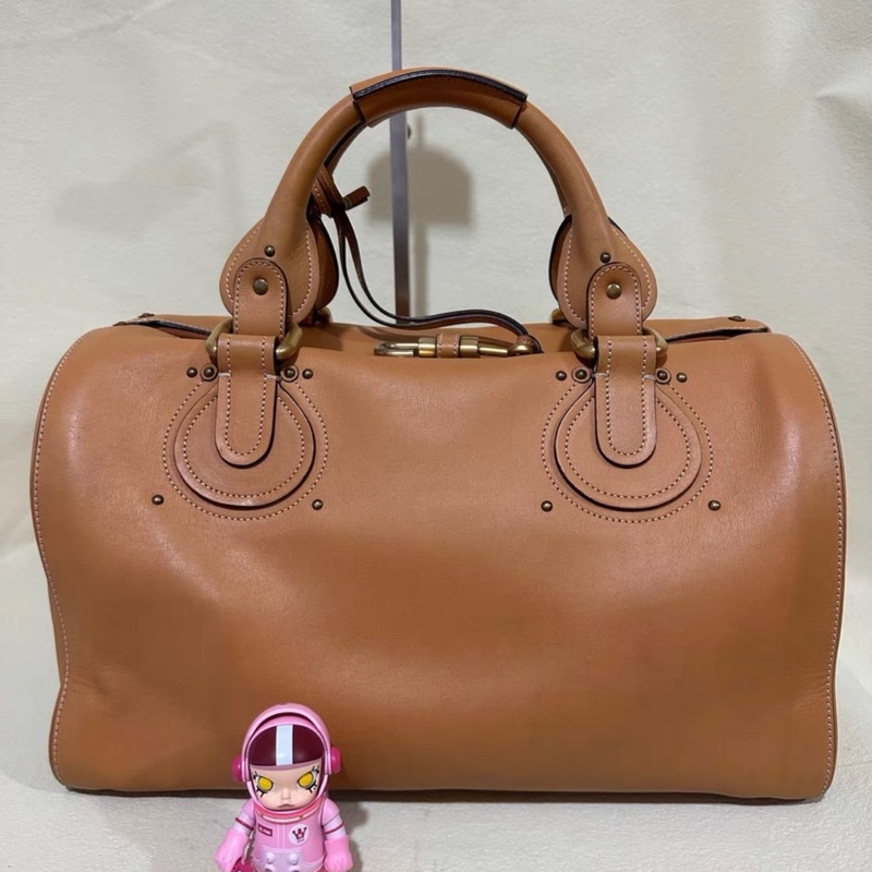 chloe 經典鎖頭旅行袋焦糖色-1