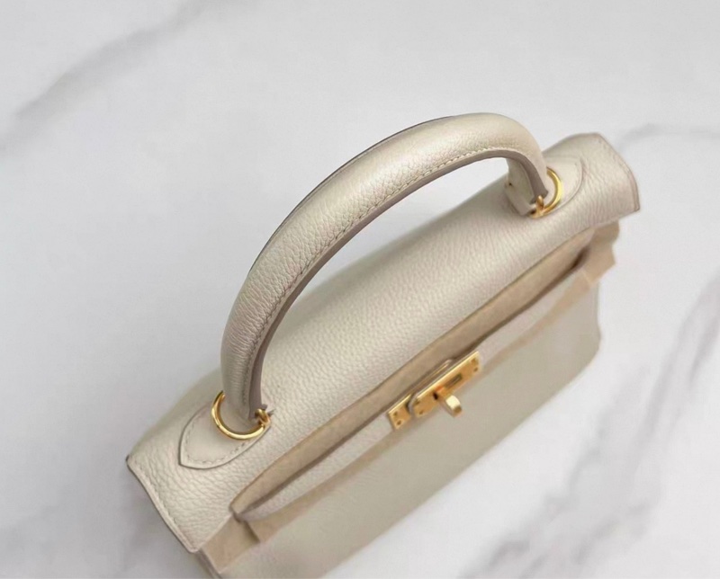 愛馬仕hermes kelly 25奶昔白金扣togo皮 Y刻 99閒置新~-3