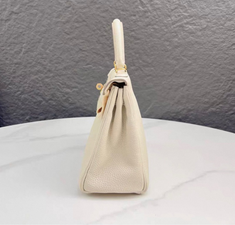 愛馬仕hermes kelly 25奶昔白金扣togo皮 Y刻 99閒置新~-4