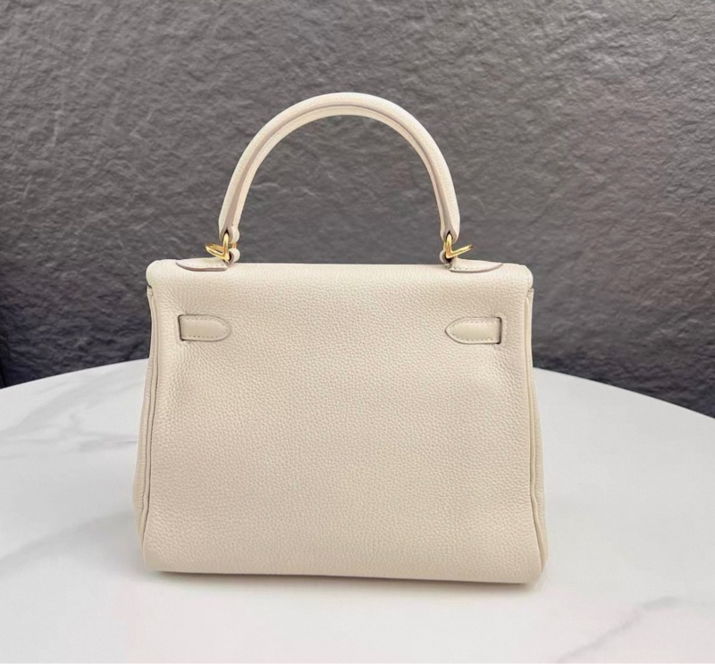 愛馬仕hermes kelly 25奶昔白金扣togo皮 Y刻 99閒置新~-5