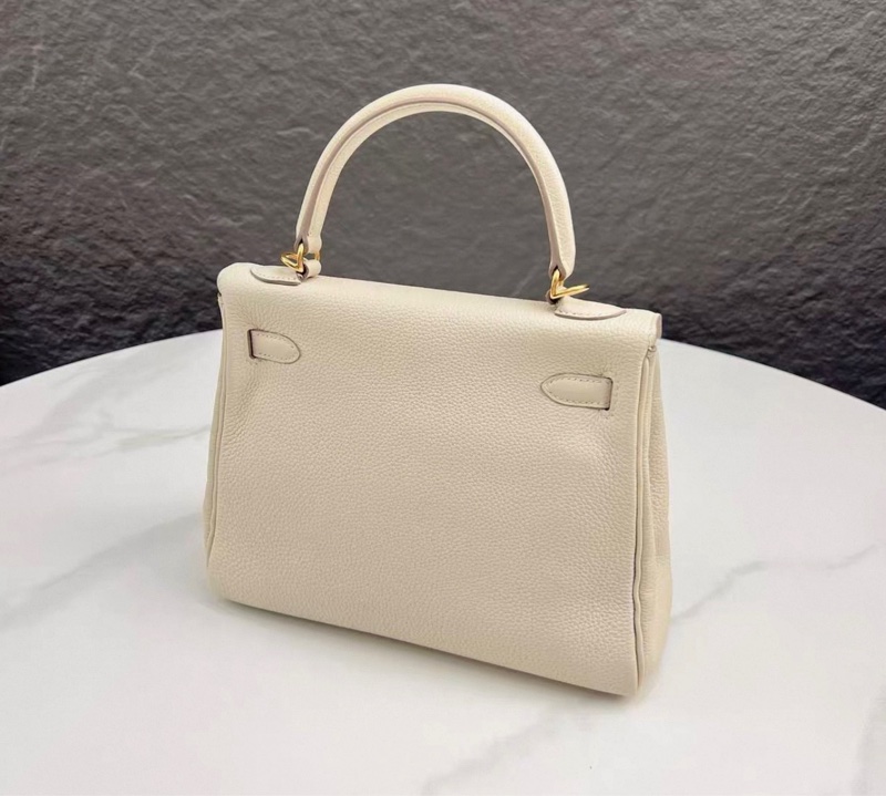 愛馬仕hermes kelly 25奶昔白金扣togo皮 Y刻 99閒置新~-9