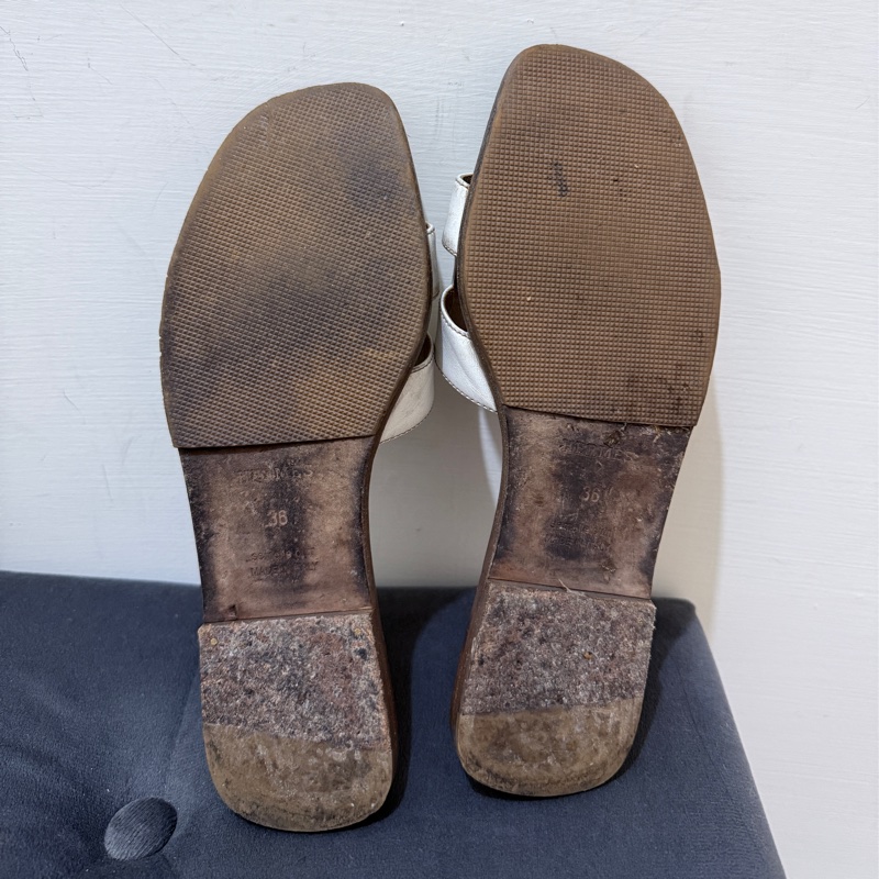 Hermes oran 36碼 愛馬仕白拖鞋-1