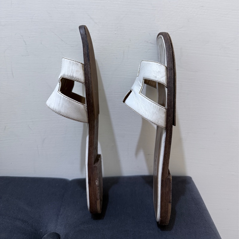 Hermes oran 36碼 愛馬仕白拖鞋-3