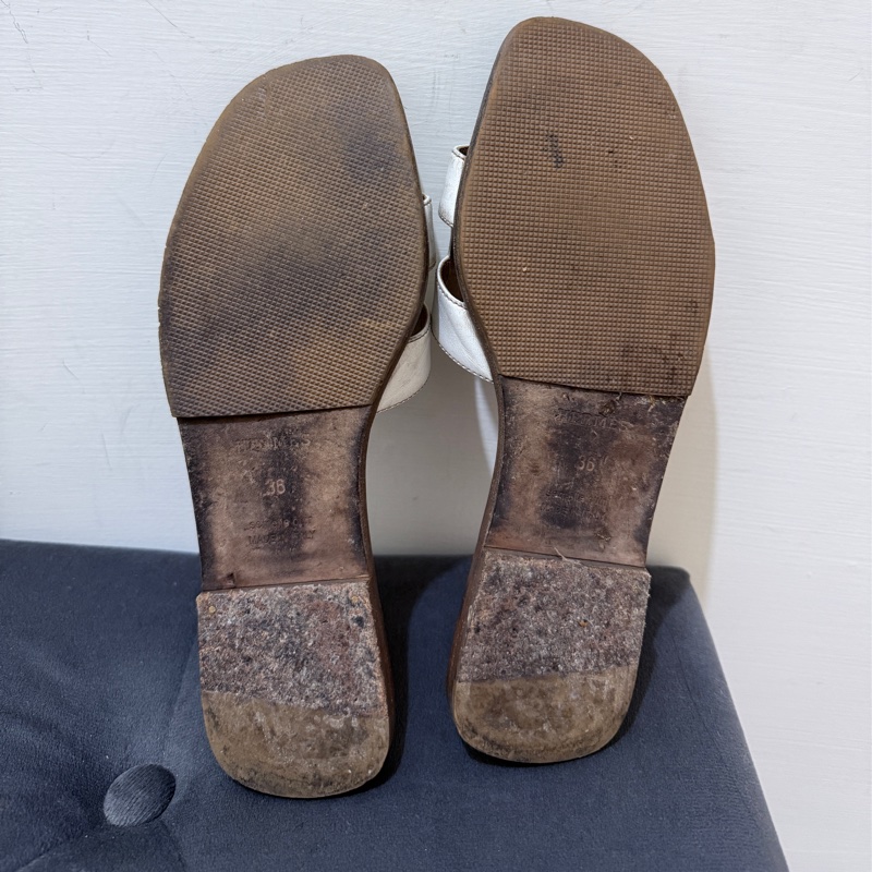 Hermes oran 36碼 愛馬仕白拖鞋-6