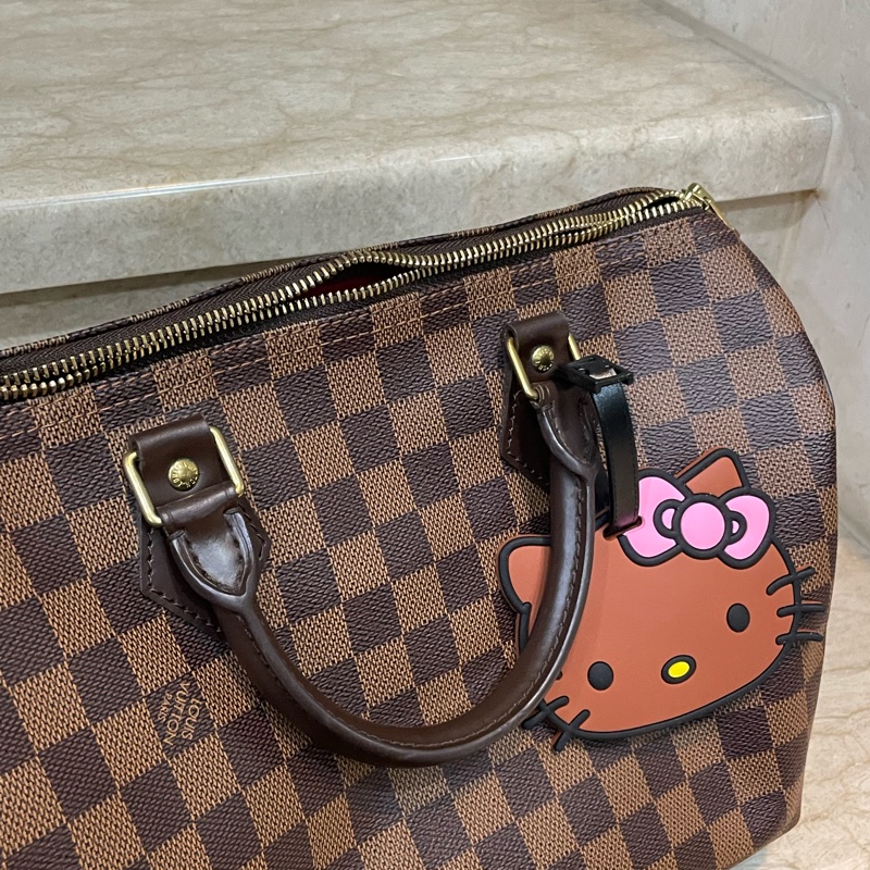 LV speedy 30 棋盤格  波士頓包 手提包-10