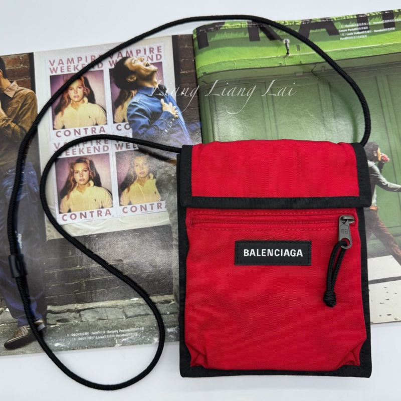 Balenciaga 巴黎世家 紅色尼龍斜背小包-0