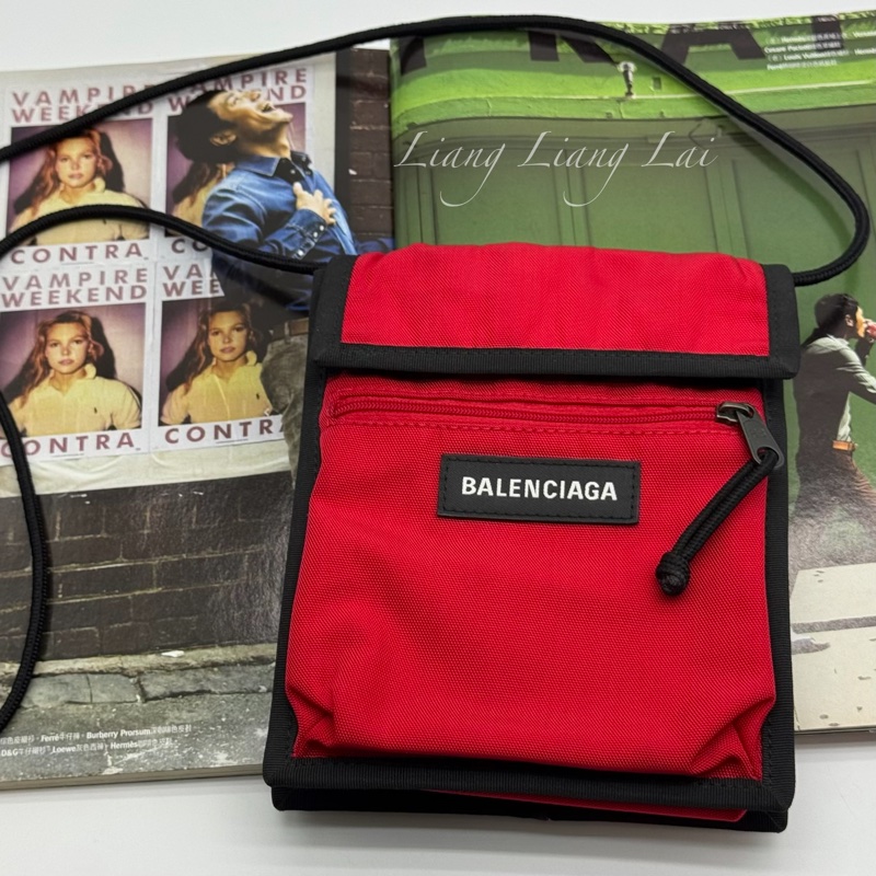 Balenciaga 巴黎世家 紅色尼龍斜背小包-5