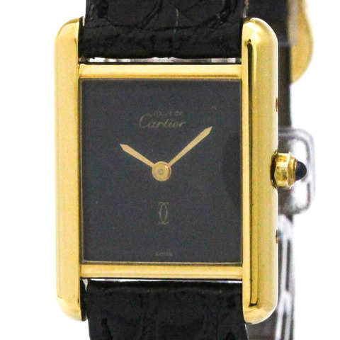 卡地亞 Must Tank 鍍金石英女士腕錶 366001