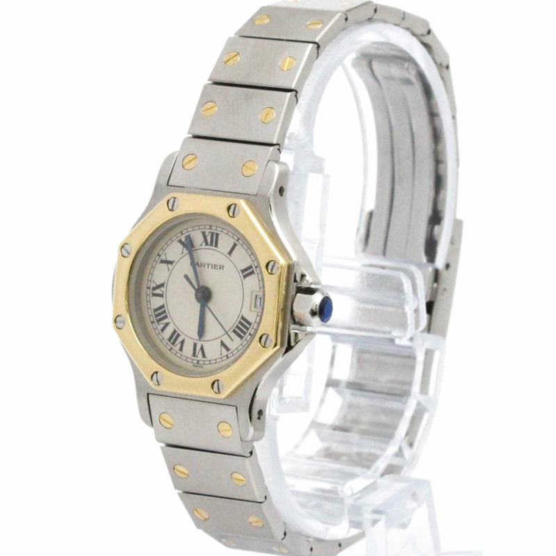 卡地亞 Santos Octagon 18K 金精鋼石英女錶（拋光）-1