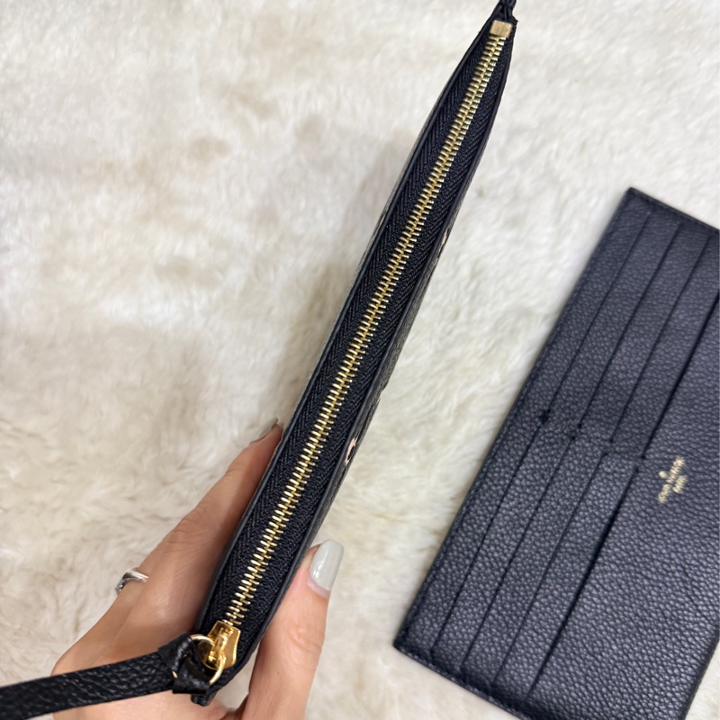 LV 全牛皮超耐用 拼色壓紋老花 拉鍊長夾 鈔票可直接放 不需對折-11
