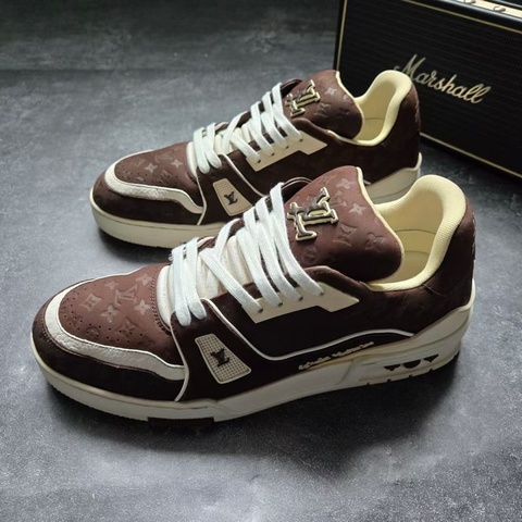 LOUIS VUITTON 路易威登 LV TRAINER TYLER 白棕巧克力 7.5碼/41.5