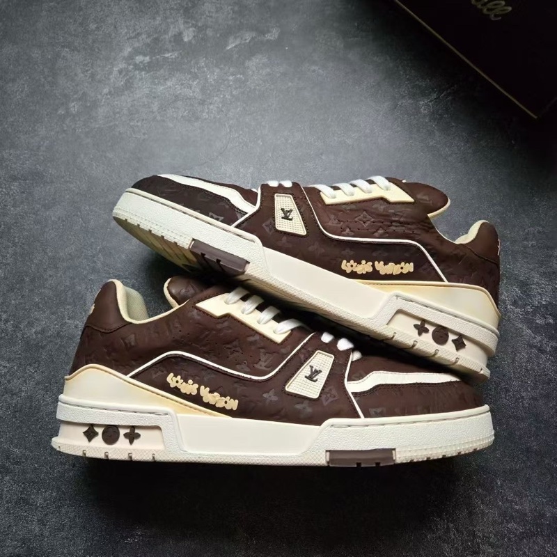 LOUIS VUITTON 路易威登 LV TRAINER TYLER 白棕巧克力 7.5碼/41.5-7