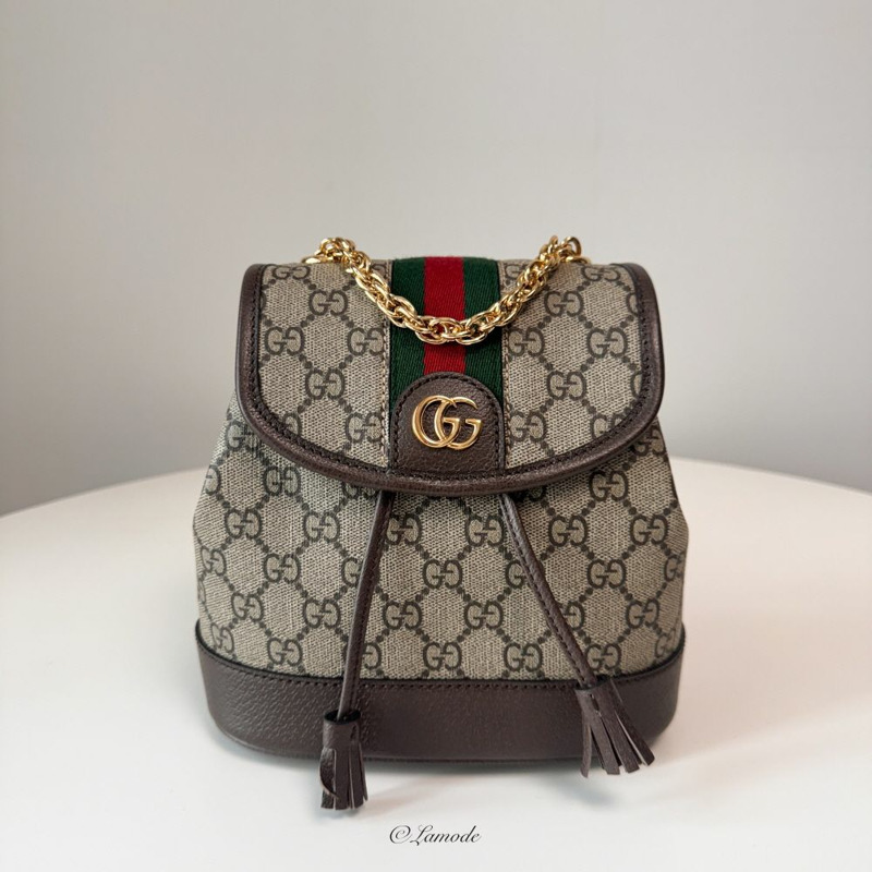 GUCCI Ophidia迷你背包 米色/烏木色 795221 96IWG 8745-0