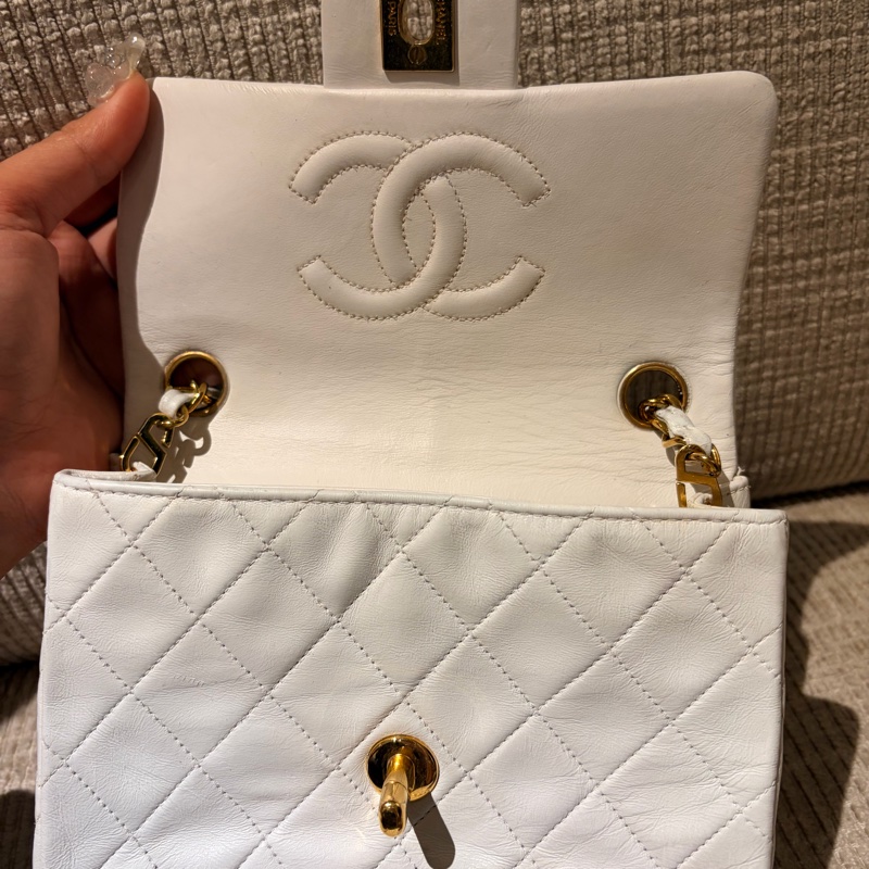 Chanel 老香 vintage 方胖子 奶油白-3