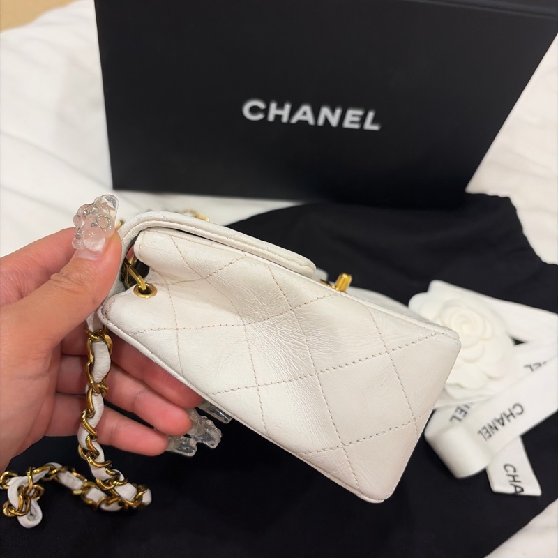 Chanel 老香 vintage 方胖子 奶油白-13
