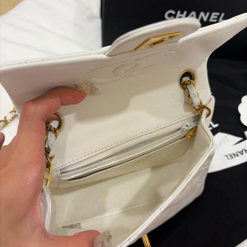 Chanel 老香 vintage 方胖子 奶油白-19