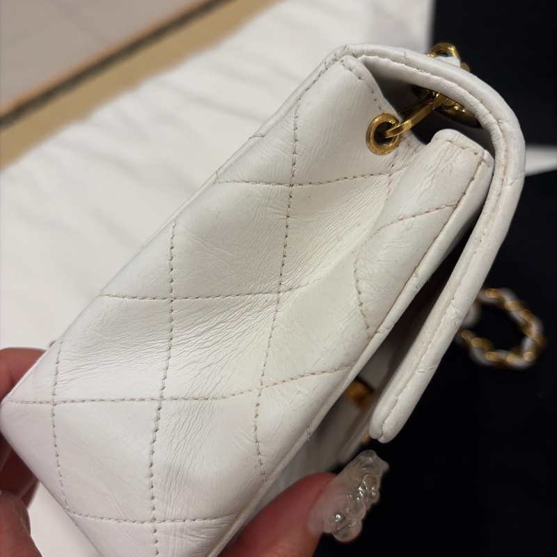 Chanel 老香 vintage 方胖子 奶油白-35