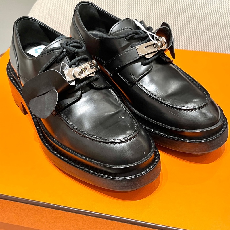 Hermes愛馬仕First黑色kelly牛津鞋 98新 37碼 跟高5cm 附件/防塵袋-2