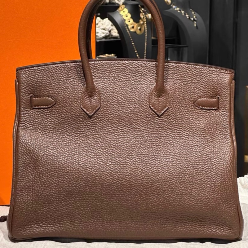 HERMES愛馬仕 birkin 35可可色銀扣包 帶原盒 部分五金包膜 可可色配銀扣秋冬氛圍感拉滿-1