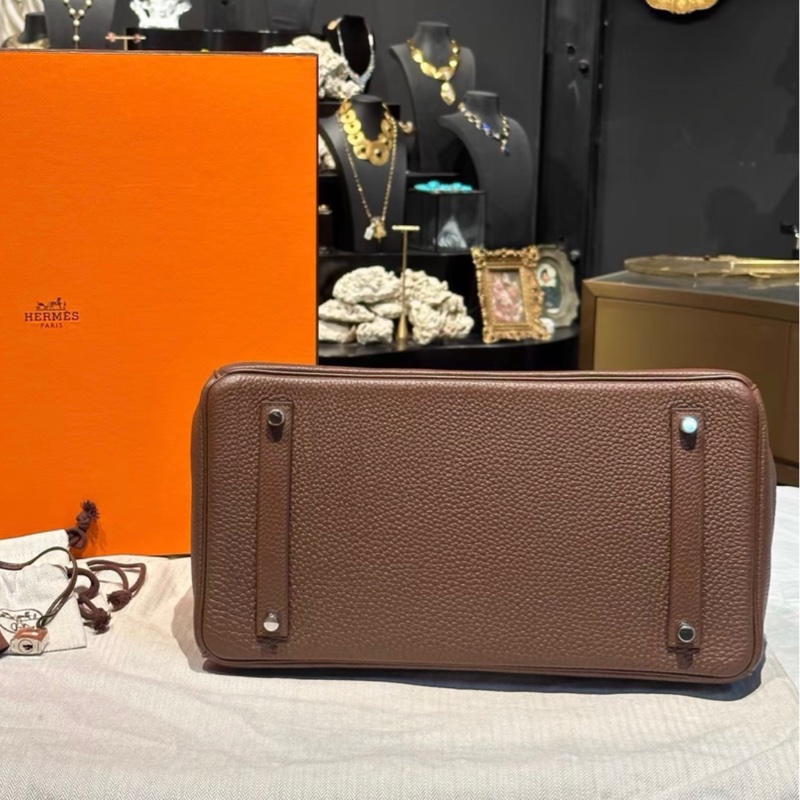 HERMES愛馬仕 birkin 35可可色銀扣包 帶原盒 部分五金包膜 可可色配銀扣秋冬氛圍感拉滿-2