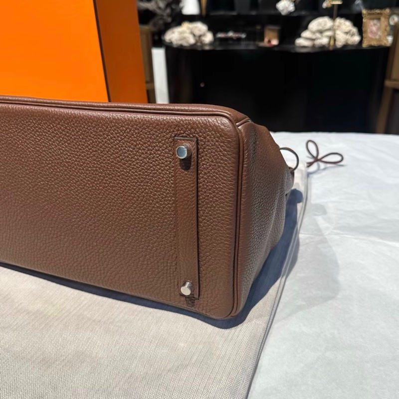 HERMES愛馬仕 birkin 35可可色銀扣包 帶原盒 部分五金包膜 可可色配銀扣秋冬氛圍感拉滿-3