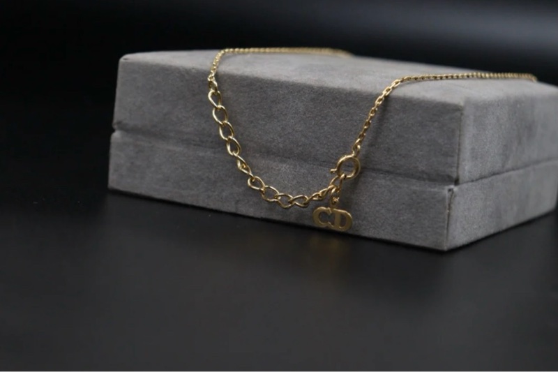 「JL精品代購」98新 Dior 項鏈+ 耳夾-5