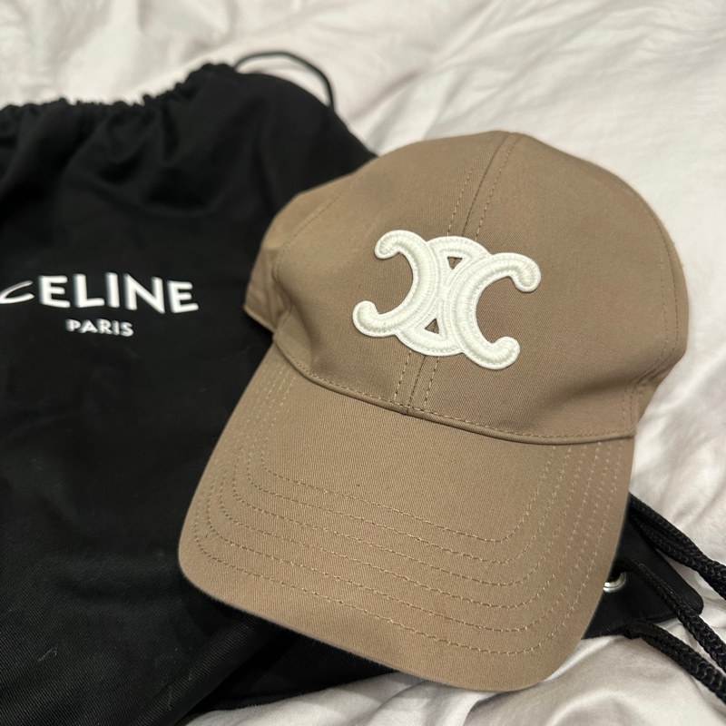 Celine TRIOMPHE 棉質棒球帽 米灰m號-0