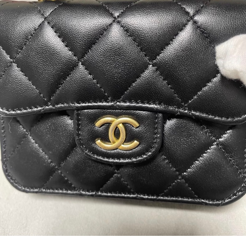 ✨全網最平 Chanel 黑金牛皮小廢包 31開 99新 接近全新-1